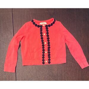 Kate Spade Pink Cardigan Sweater Pearl Buttons Black Trim 2T